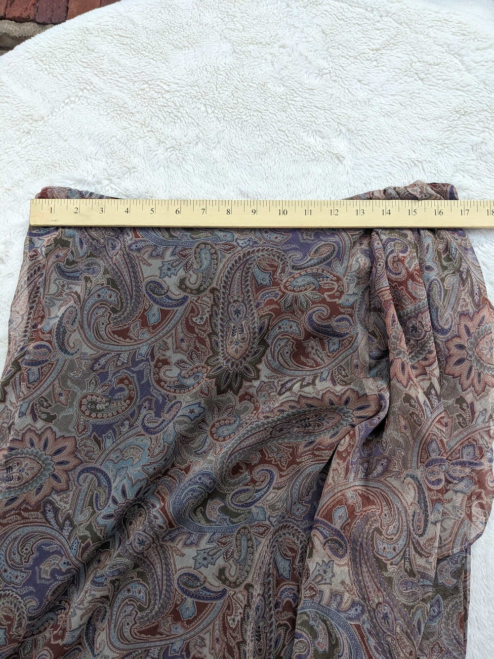 Ralph Lauren Paisley Asymmetrical Midi Skirt in Taupe, Rust & Slate - Picture 5 of 10